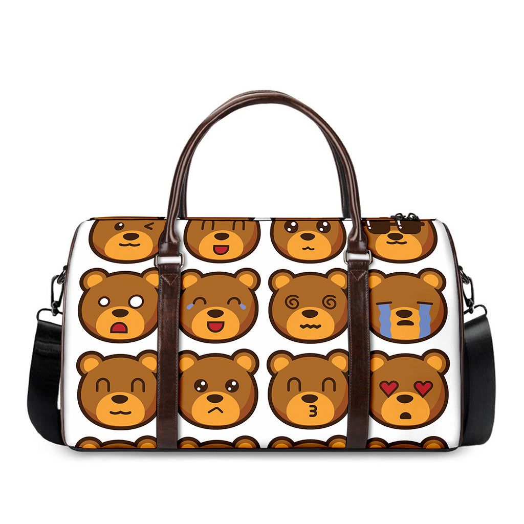 Teddy Bear Emoji Print Duffle Bag
