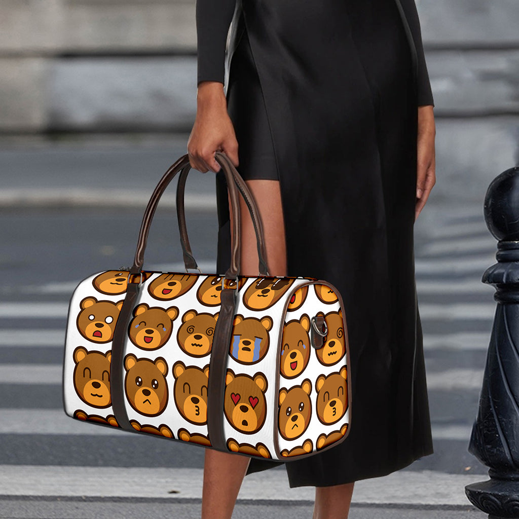 Teddy Bear Emoji Print Duffle Bag