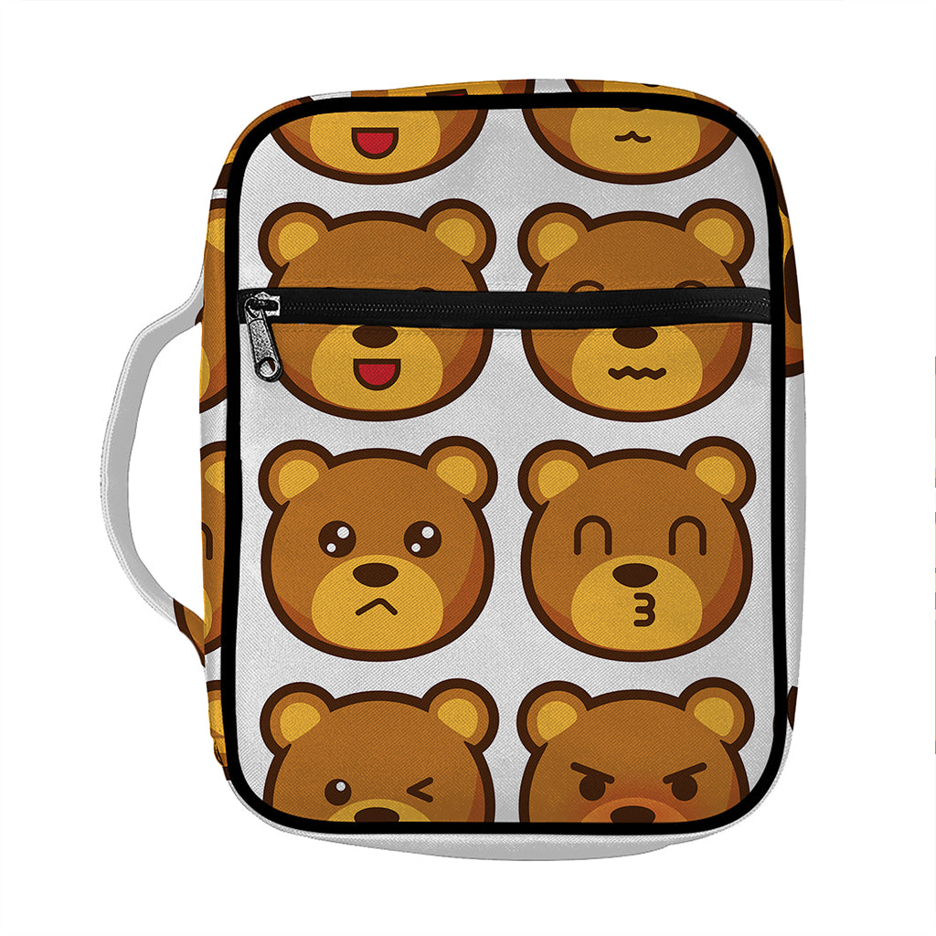 Teddy Bear Emoji Print Front Pocket Bible Bag