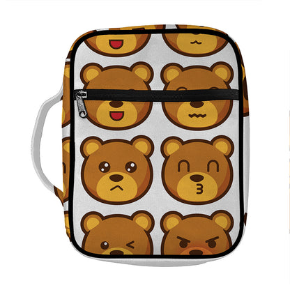 Teddy Bear Emoji Print Front Pocket Bible Bag