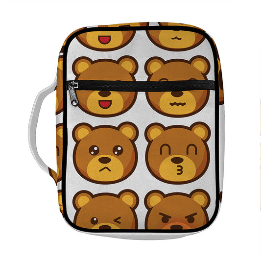 Teddy Bear Emoji Print Front Pocket Bible Bag