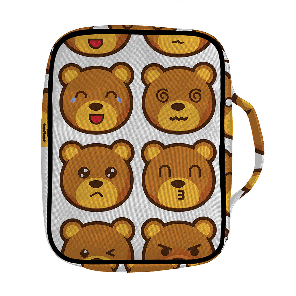 Teddy Bear Emoji Print Front Pocket Bible Bag