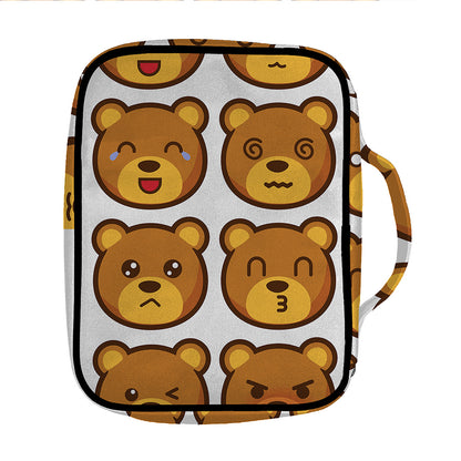 Teddy Bear Emoji Print Front Pocket Bible Bag