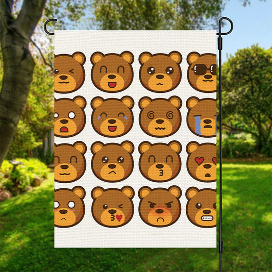 Teddy Bear Emoji Print Garden Flag