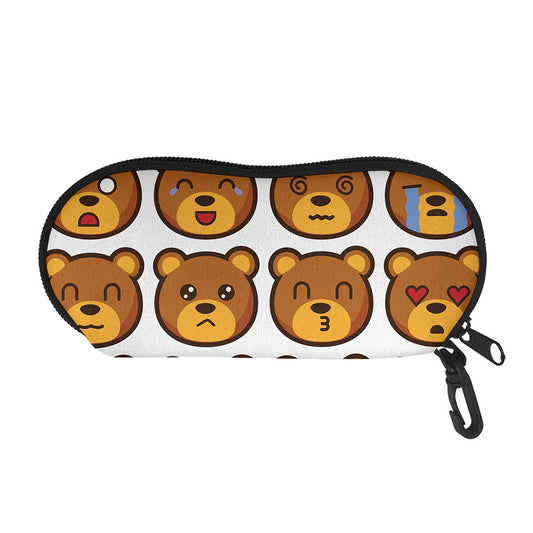 Teddy Bear Emoji Print Glasses Case
