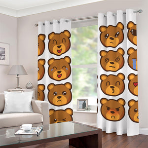 Teddy Bear Emoji Print Grommet Curtains