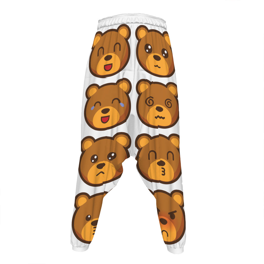 Teddy Bear Emoji Print Hammer Pants