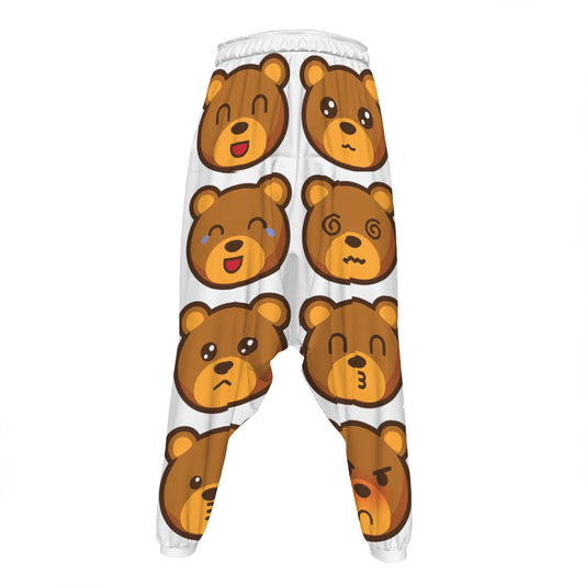 Teddy Bear Emoji Print Hammer Pants