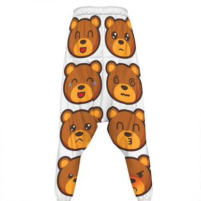 Teddy Bear Emoji Print Hammer Pants