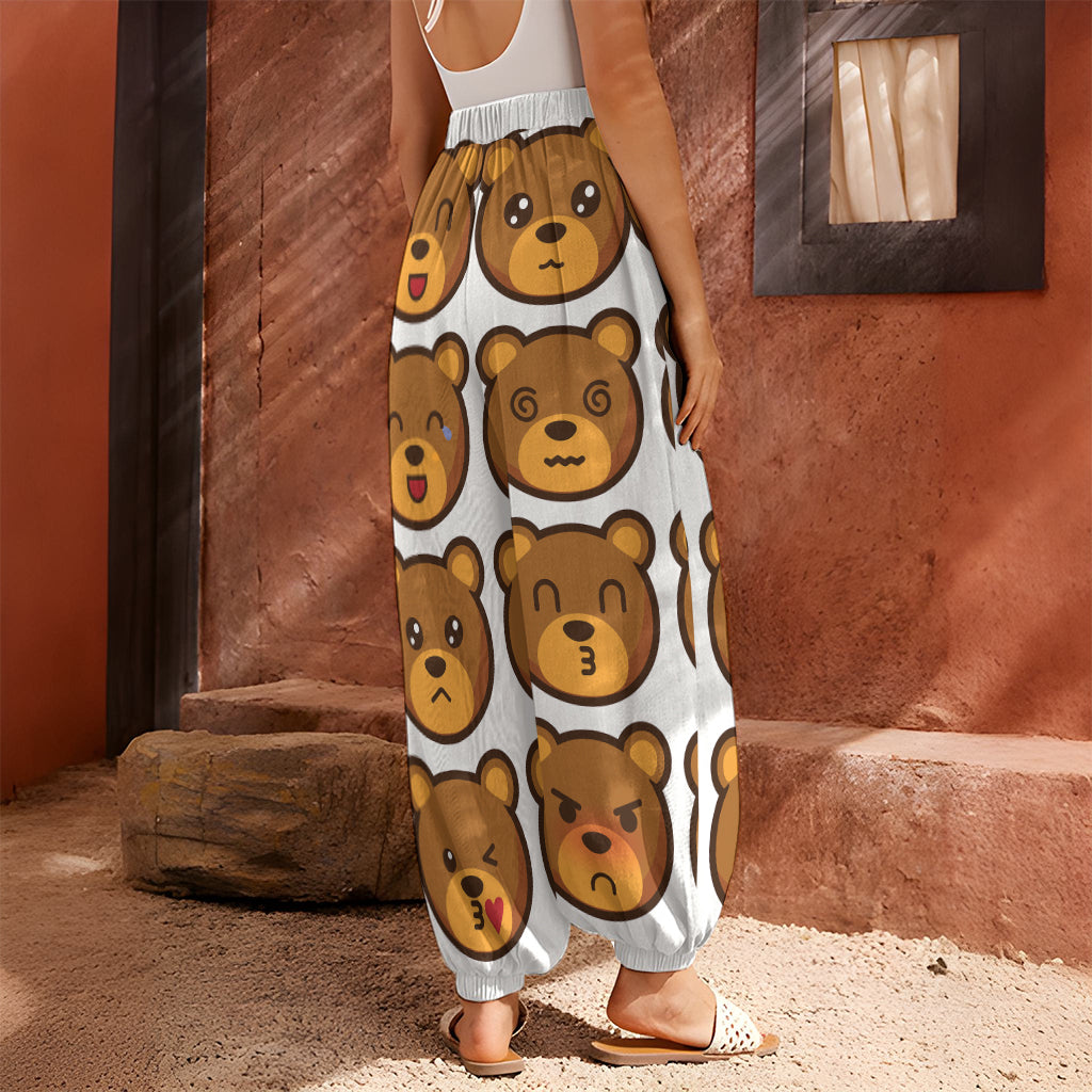 Teddy Bear Emoji Print Harem Pants
