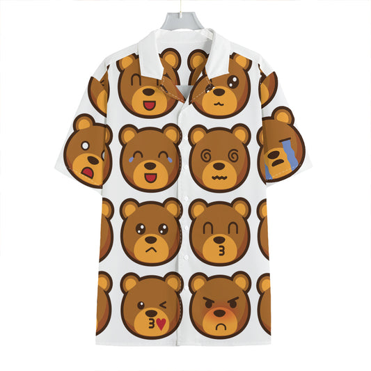 Teddy Bear Emoji Print Hawaiian Shirt