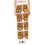 Teddy Bear Emoji Print High Slit Maxi Skirt