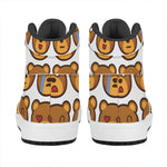 Teddy Bear Emoji Print High Top Leather Sneakers
