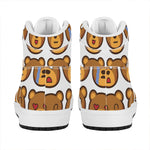 Teddy Bear Emoji Print High Top Leather Sneakers