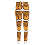 Teddy Bear Emoji Print High-Waisted Pocket Leggings