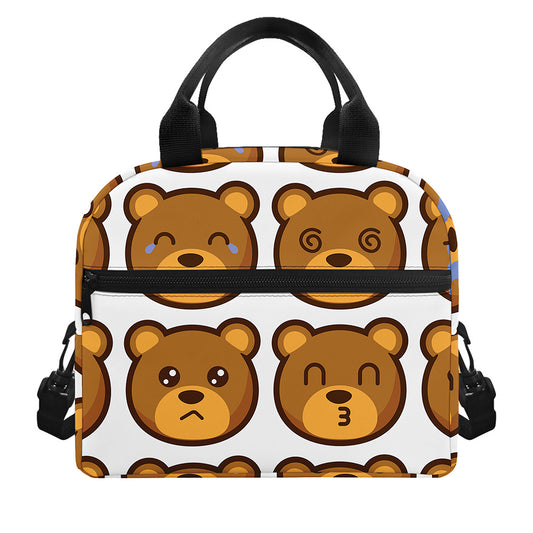 Teddy Bear Emoji Print Insulated Lunch Bag