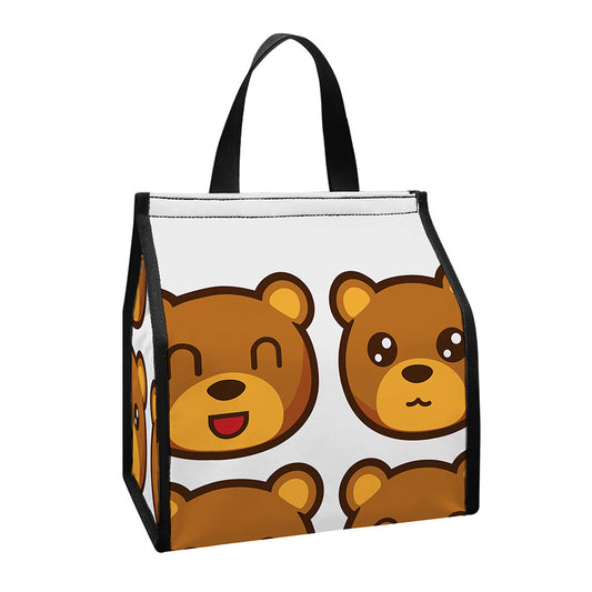 Teddy Bear Emoji Print Insulated Lunch Tote