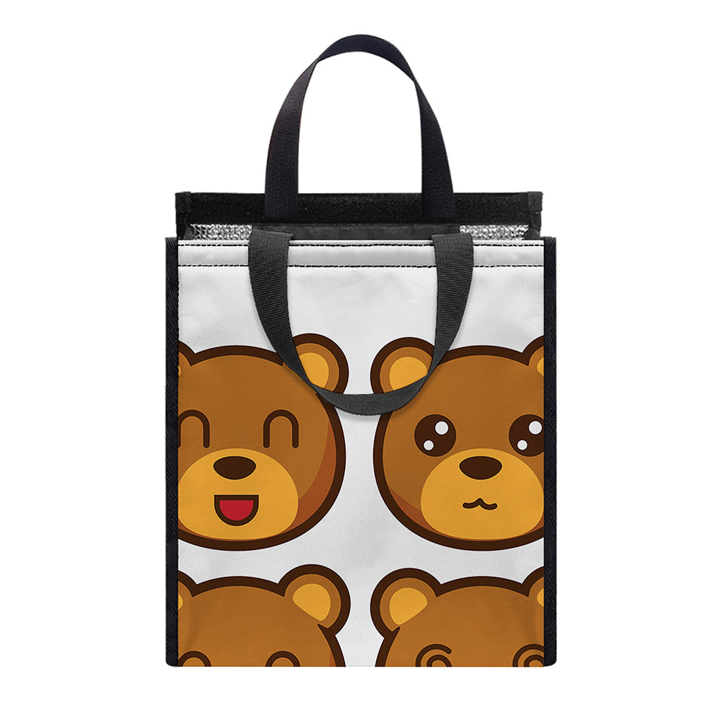 Teddy Bear Emoji Print Insulated Lunch Tote