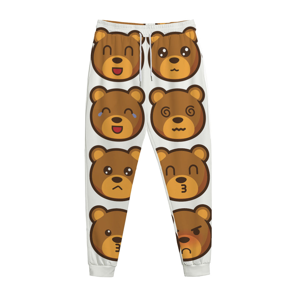 Teddy Bear Emoji Print Jogger Pants