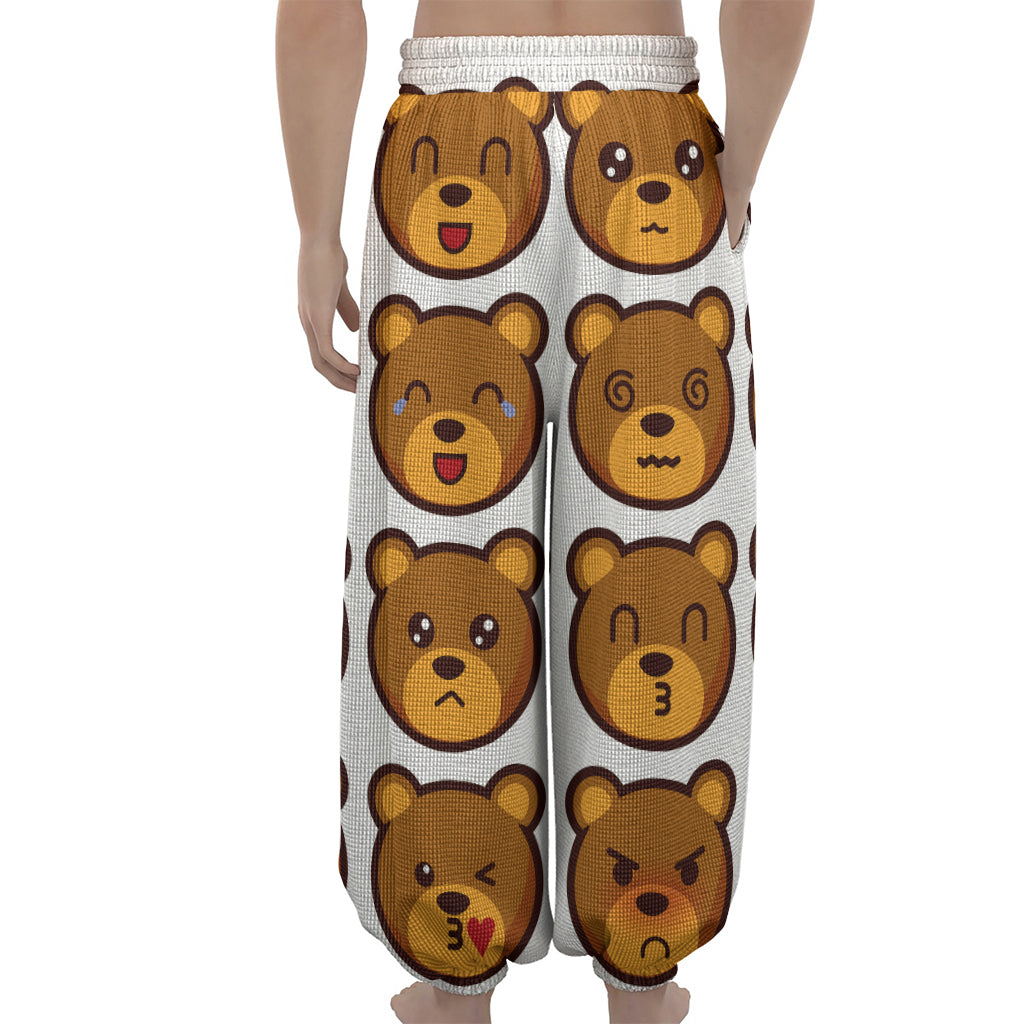 Teddy Bear Emoji Print Lantern Pants