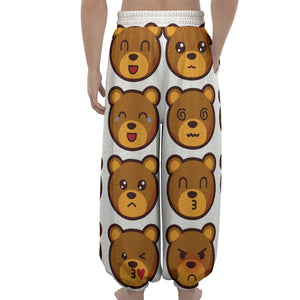 Teddy Bear Emoji Print Lantern Pants