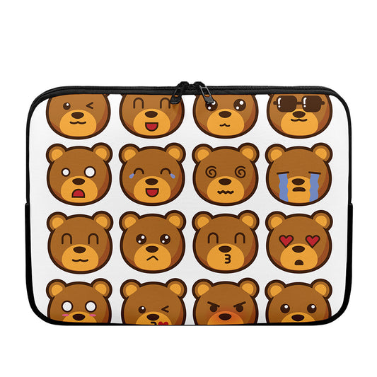Teddy Bear Emoji Print Laptop Sleeve