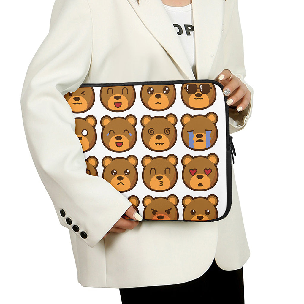 Teddy Bear Emoji Print Laptop Sleeve