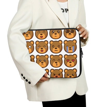 Teddy Bear Emoji Print Laptop Sleeve