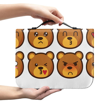 Teddy Bear Emoji Print Leather Bible Cover