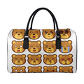 Teddy Bear Emoji Print Leather Duffel Bag