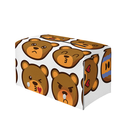 Teddy Bear Emoji Print Leather Tissue Box Cover