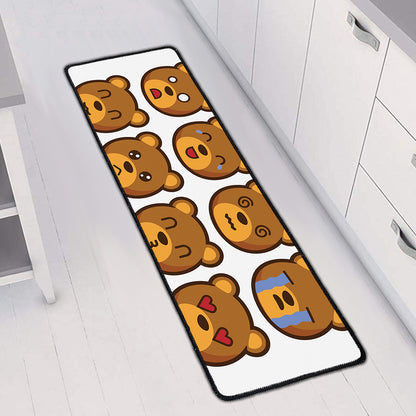 Teddy Bear Emoji Print Long Kitchen Mat