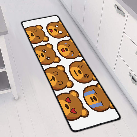 Teddy Bear Emoji Print Long Kitchen Mat