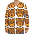 Teddy Bear Emoji Print Long Sleeve Baseball Jersey
