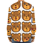 Teddy Bear Emoji Print Long Sleeve Baseball Jersey