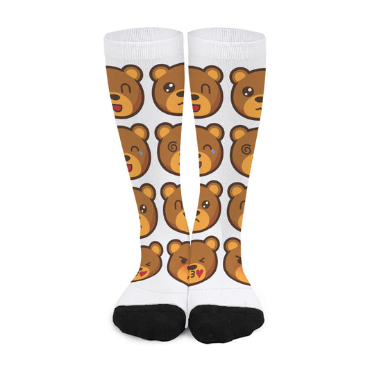 Teddy Bear Emoji Print Long Socks