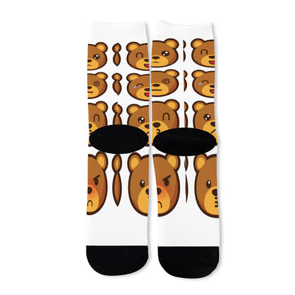 Teddy Bear Emoji Print Long Socks