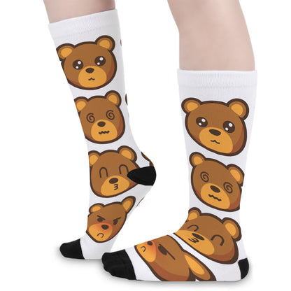 Teddy Bear Emoji Print Long Socks