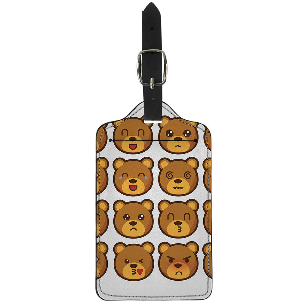 Teddy Bear Emoji Print Luggage Tag