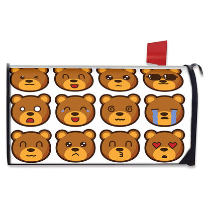 Teddy Bear Emoji Print Mailbox Cover
