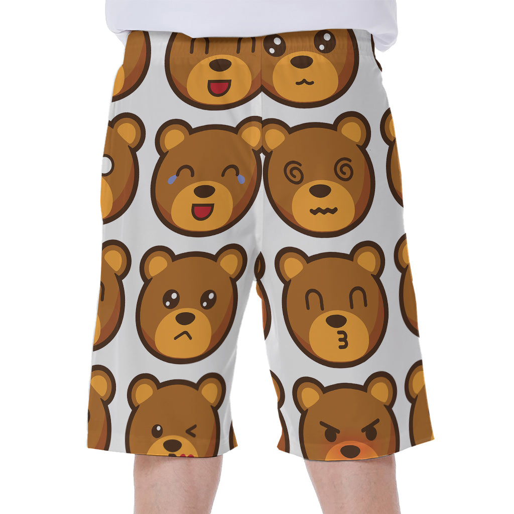 Teddy Bear Emoji Print Men's Beach Shorts