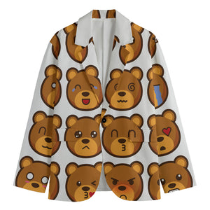 Teddy Bear Emoji Print Men's Blazer