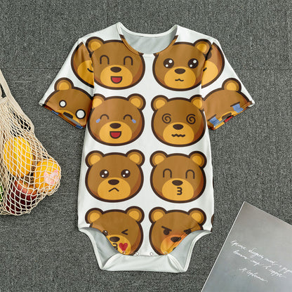 Teddy Bear Emoji Print Men's Bodysuit