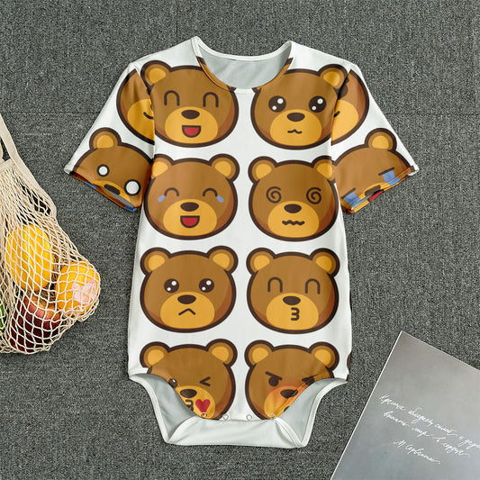 Teddy Bear Emoji Print Men's Bodysuit