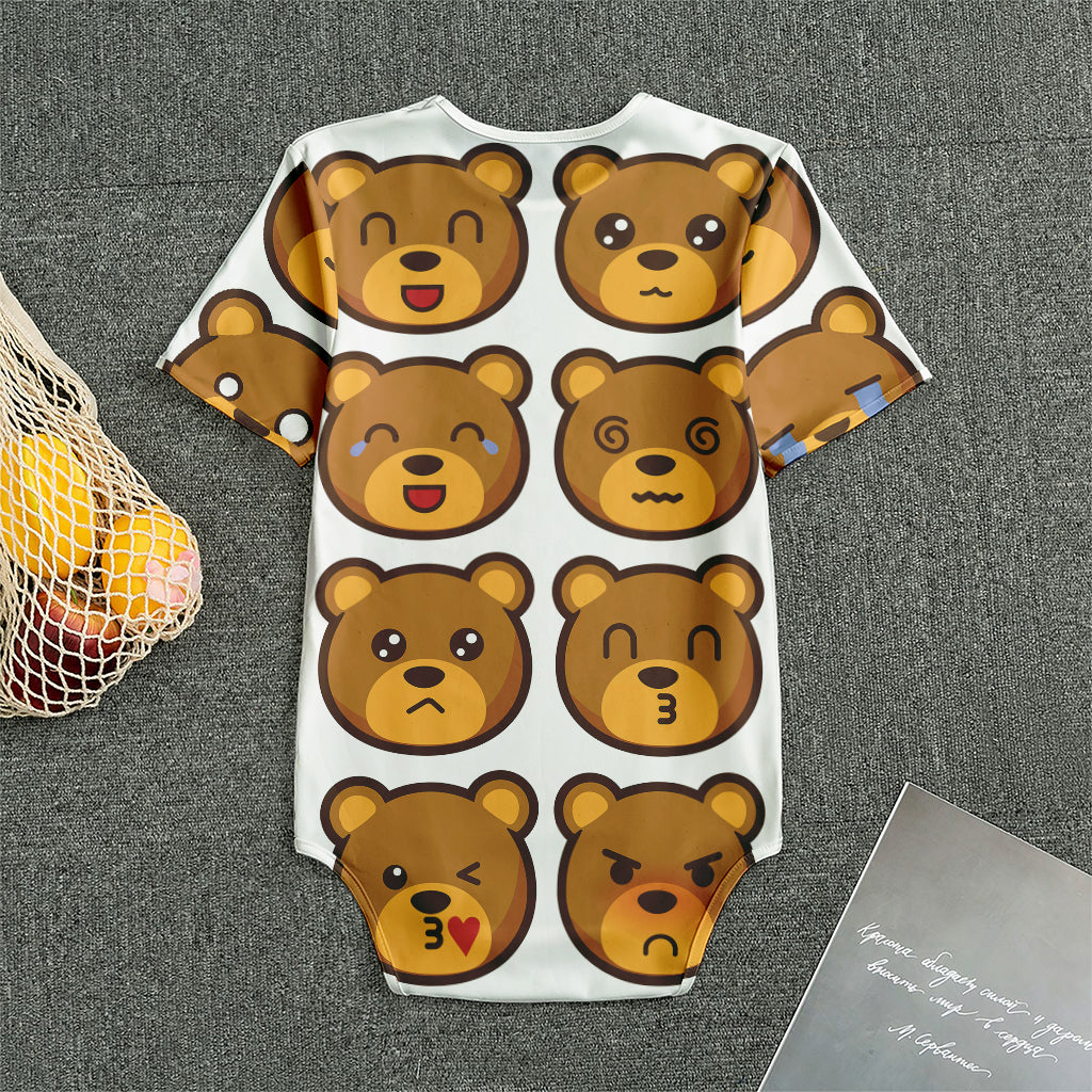 Teddy Bear Emoji Print Men's Bodysuit