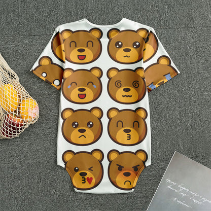 Teddy Bear Emoji Print Men's Bodysuit