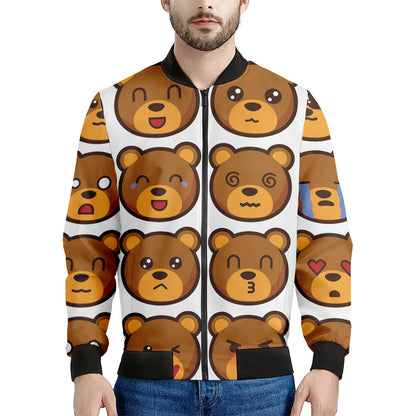 Teddy Bear Emoji Print Men's Bomber Jacket