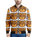 Teddy Bear Emoji Print Men's Bomber Jacket