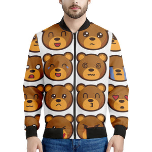 Teddy Bear Emoji Print Men's Bomber Jacket