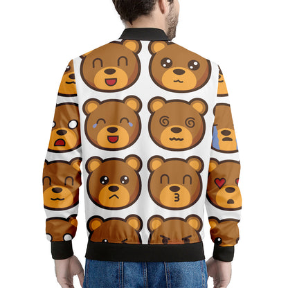 Teddy Bear Emoji Print Men's Bomber Jacket